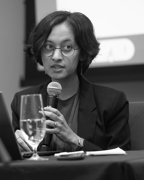 Druta Bhatt speaking on a panel